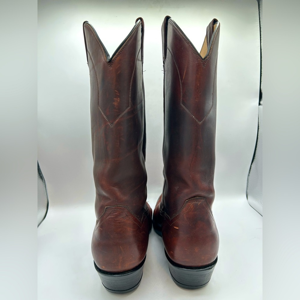 Vintage Men’s Panhandle Slim Brown Leather Cowboy Western Rancher Pull On Boots - Picture 12 of 14